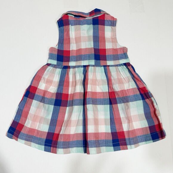 H&M girls Sleeveless dress Size 6-9M in a cotton weave with a collar Y buttons - Picture 3 of 16